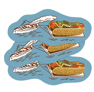 Image of Hot Dog Boat mini stickers