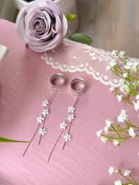 Image 2 of Long Flower Tassel Dangles (Silver)