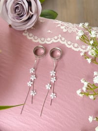 Image 1 of Long Flower Tassel Dangles (Silver)