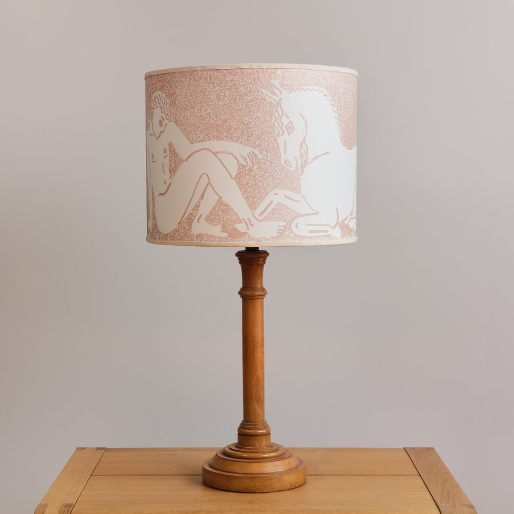 Man, horse, woman, lion lampshade - paper, pinky-hazel