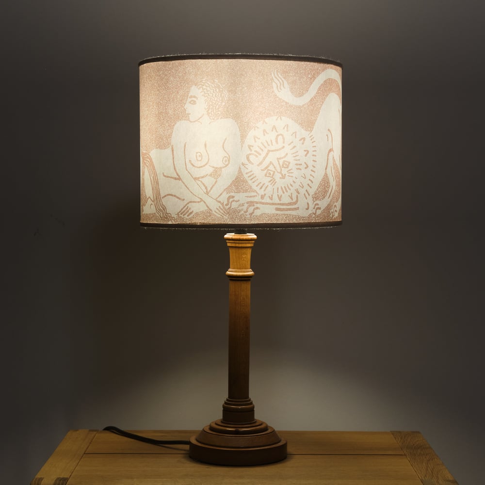 Man, horse, woman, lion lampshade - paper, pinky-hazel