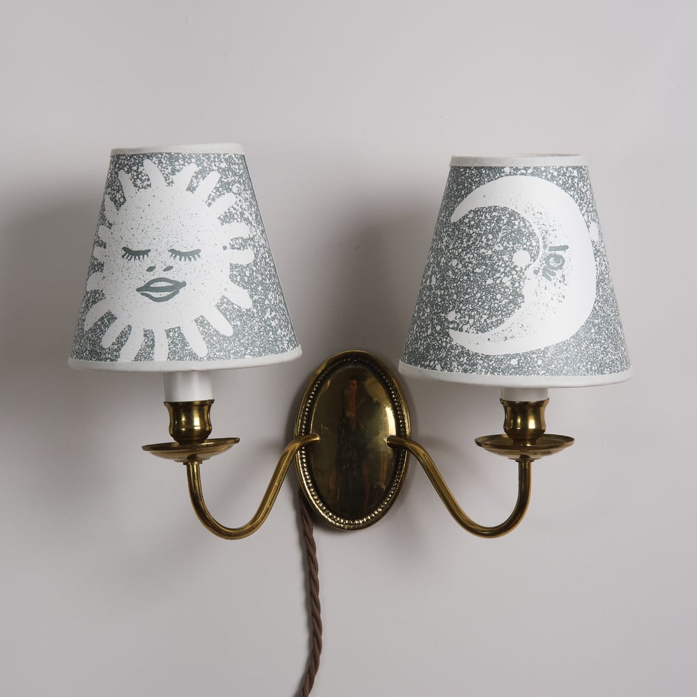 Moody moon and sleeping sun candle shades - blue-grey