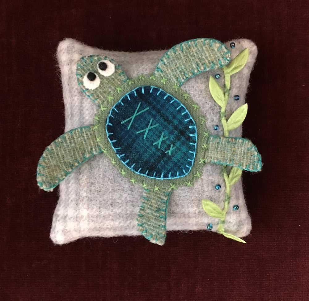 Image of NEW! Sea Turtle Too! Pin Cushion Pattern by One Wing Wool