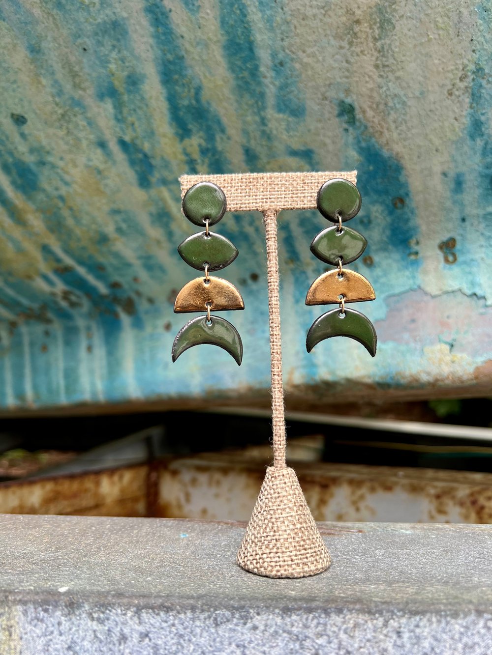 LIBRATION STUDS - FOREST GREEN + GOLD