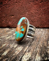 Image 1 of WL&A Handmade Heavy Ingot Earth Collection Royston Teal Desert Mirage Ring - Size 10