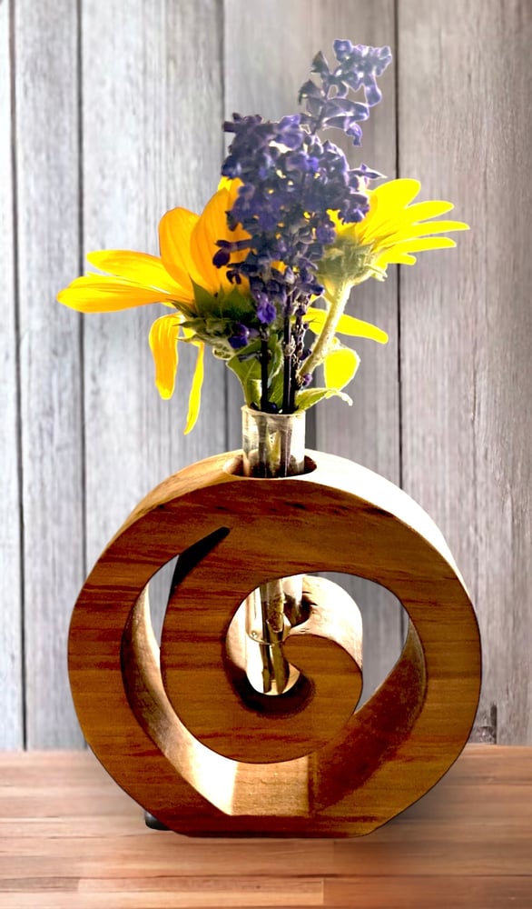 Image of Circular Wooden Bud Vase
