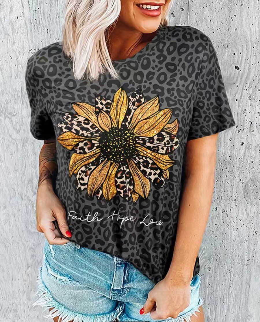 Image of sunflowers & faith t shirt