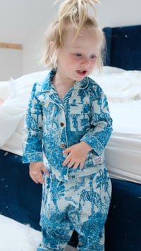 Image 5 of Pyjama enfant - Toile de Jouy turquoise