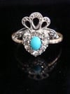 Georgian Victorian 15ct silver old rose cut diamond turquoise heart bow ring