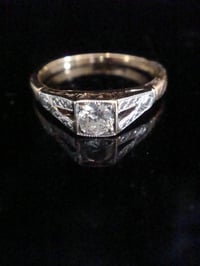 Image 1 of EDWARDIAN 18CT PLATINUM OLD CUT DIAMOND SOLITAIRE RING SIZE N 1/2 0.30CT