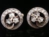 French 18ct yellow gold Art Nouveau rose cut diamond 3 leaf clover stud earrings