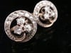 French 18ct yellow gold Art Nouveau rose cut diamond 3 leaf clover stud earrings