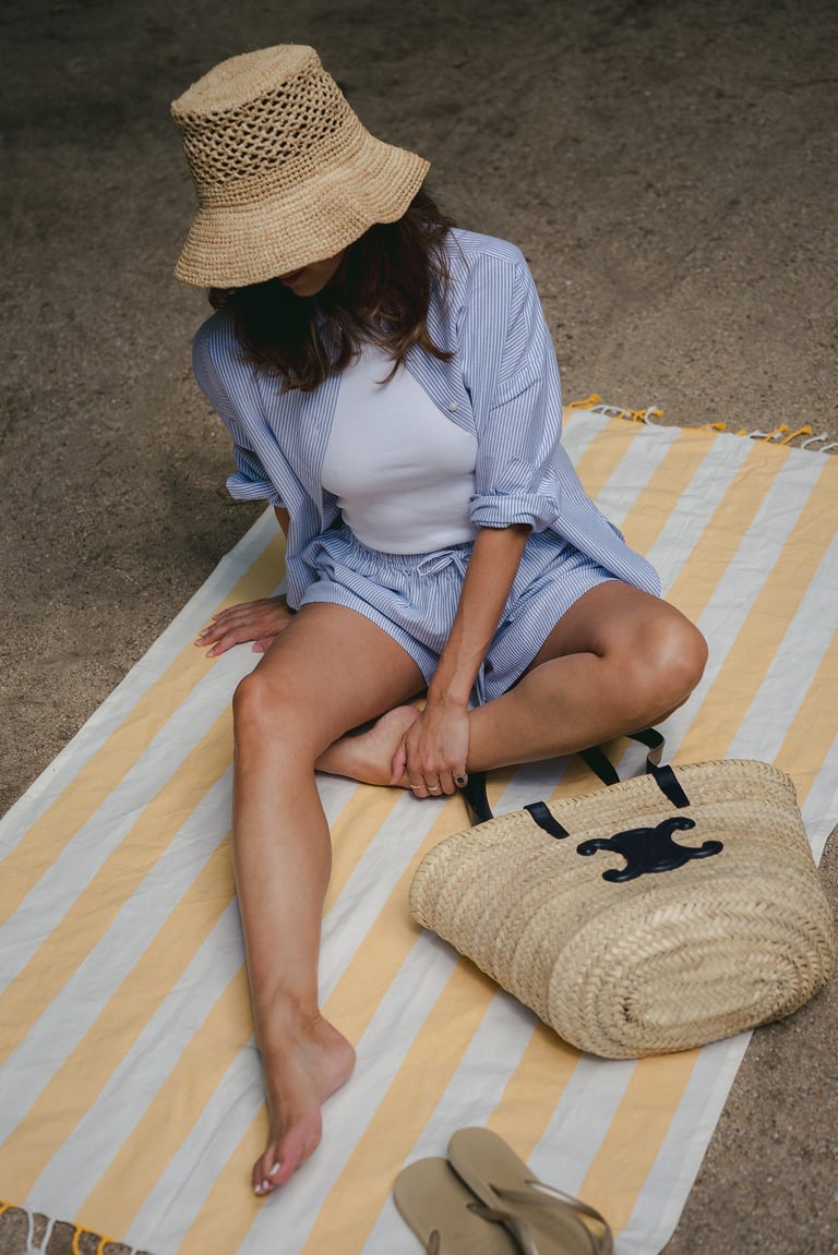 SHORT OXFORD BLANC / BLEU Image 3