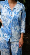 Pyjama femme - Toile de Jouy bleu roi