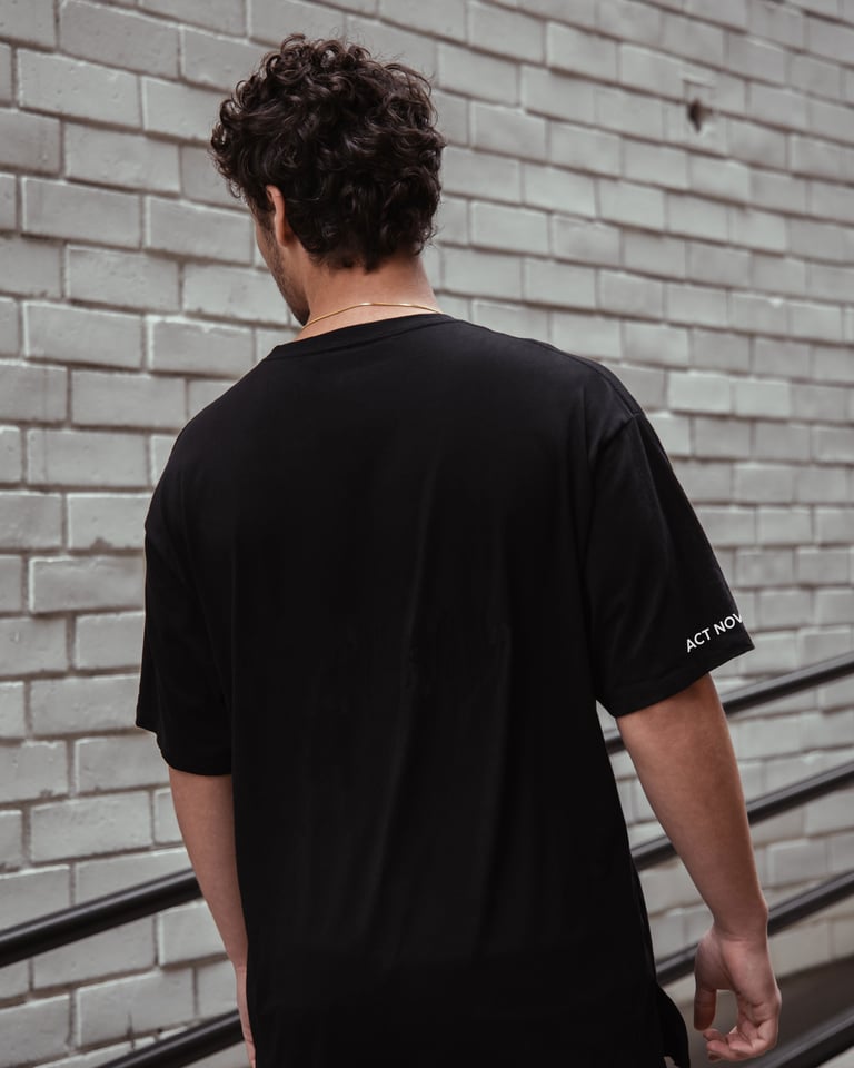 "Act Now" Charity T-shirt in Black Image 5
