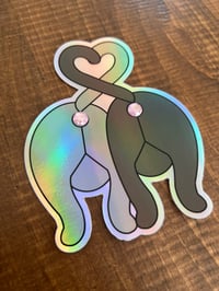 Image 1 of Double Butt Love Double Butthole Sticker - Holographic 3D