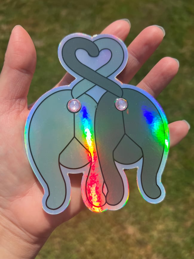 Double Butt Love Double Butthole Sticker - Holographic 3D