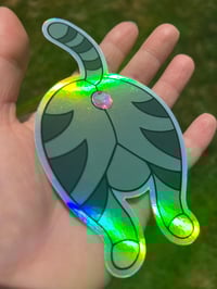 Image 4 of Grey Tabby Butthole Sticker (Large) - Holographic 3D
