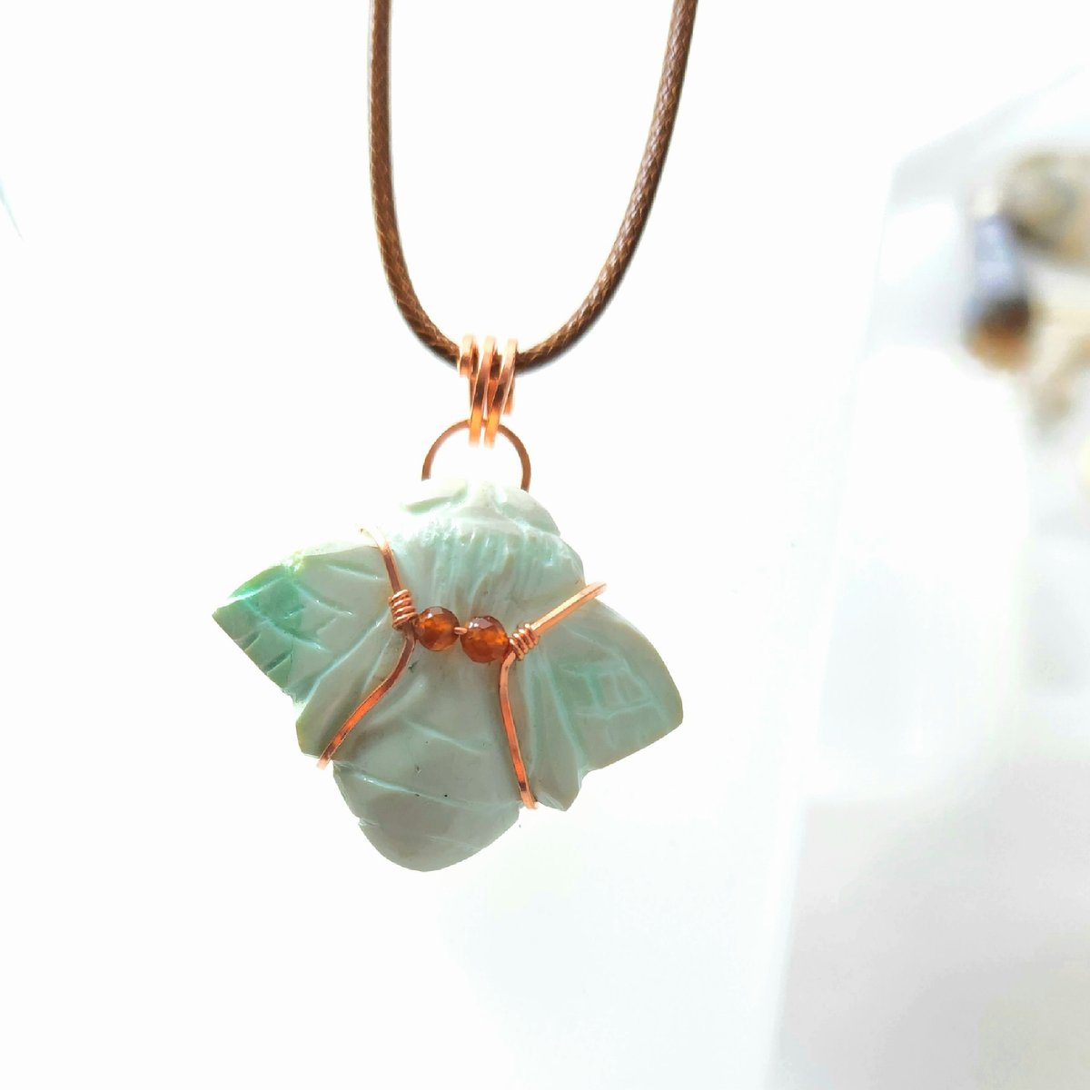 Image of Gentle Beauty - Chrysoprase Bee Necklace in Copper