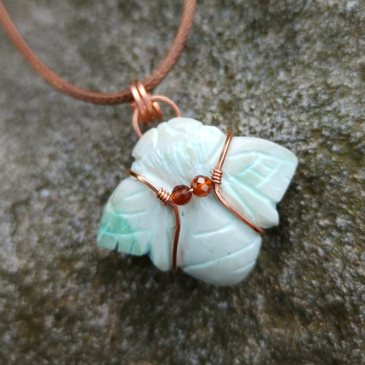 Image of Gentle Beauty - Chrysoprase Bee Necklace in Copper