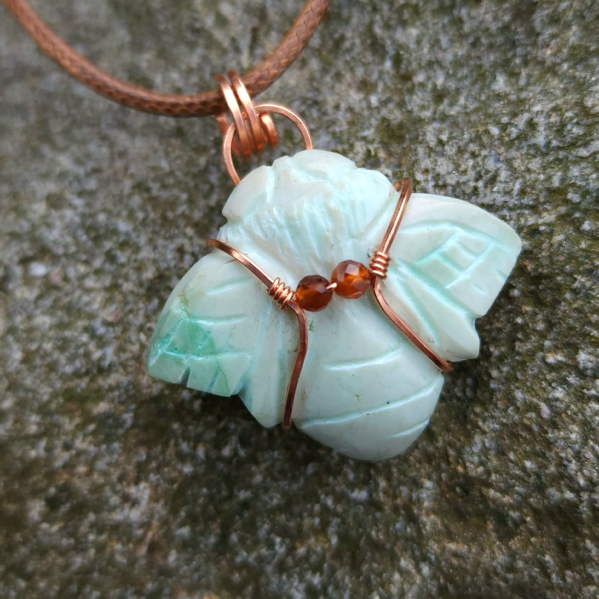 Image of Gentle Beauty - Chrysoprase Bee Necklace in Copper