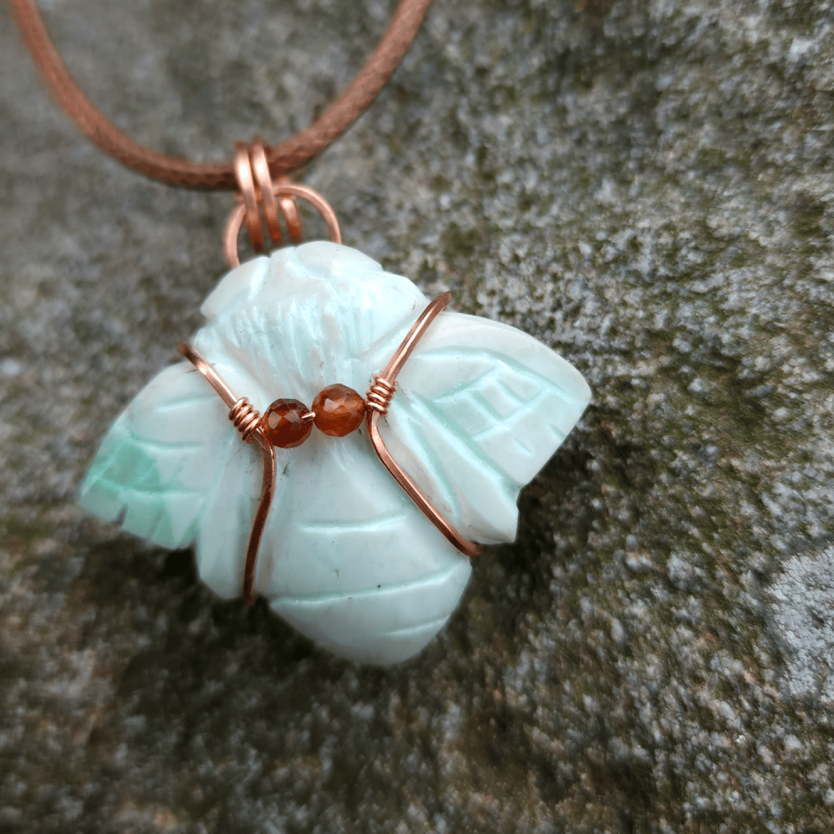 Image of Gentle Beauty - Chrysoprase Bee Necklace in Copper