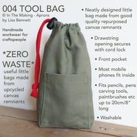 Image 2 of NEW! Canvas Drawstring Pouch Bag for Tools, Pencils & Pens, Phone. Upcycled fabric. Dusty Green 004 