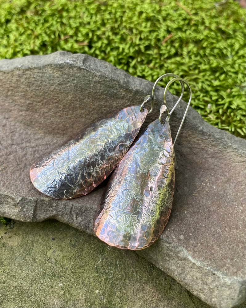 Image of Copper & Fused Sterling Silver Earrings - #6