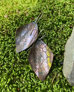 Image of Copper & Fused Sterling Silver Earrings - #7