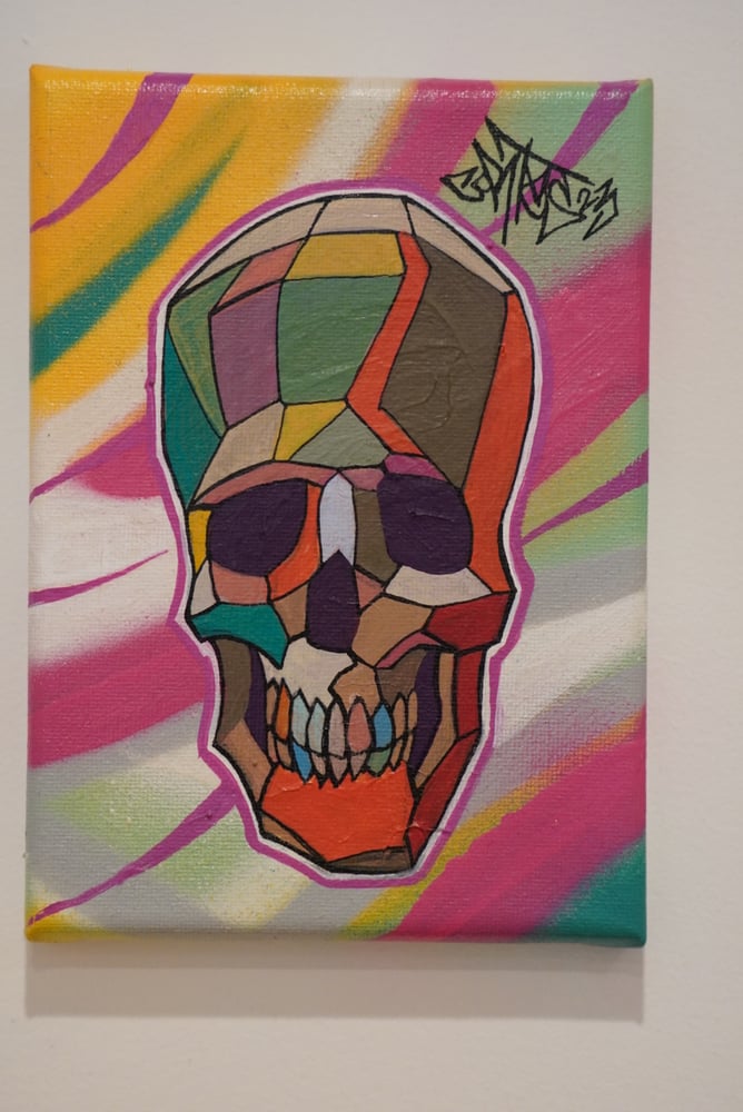Image of Original Art, "PRISMASKULL 2" Acrylic and spraypaint in Canvas