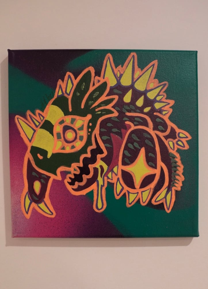 Image of Original Art, "Sushi Creature 2" Acrylic and spraypaint on Canvas 