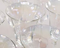 Image 3 of Set (12) Vintage Hand Blown Iridescent Luster Tulip Wine Glasses 1930s