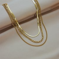 Image 1 of 18K Gold Plated Triple Strand Necklace 