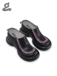 Image 1 of Black-Pink Wedge Heel Pumps “SWEATER”
