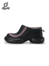 Image 4 of Black-Pink Wedge Heel Pumps “SWEATER”