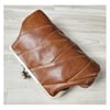 Cognac Mosaic Leather Clutch or Handbag