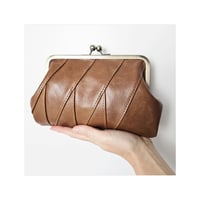 Image 1 of Cognac Mosaic Leather Clutch or Handbag