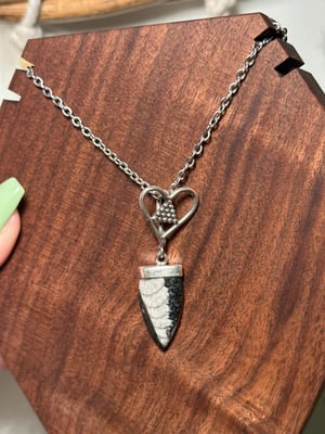 FOSSIL ORTHOCERAS PENDANT WITH CHAIN .925 STERLING SILVER A