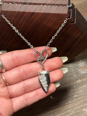 FOSSIL ORTHOCERAS PENDANT WITH CHAIN .925 STERLING SILVER A