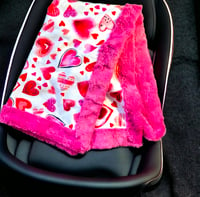 Image 2 of Valentines Day Minky Infant Blanket Plush with Border