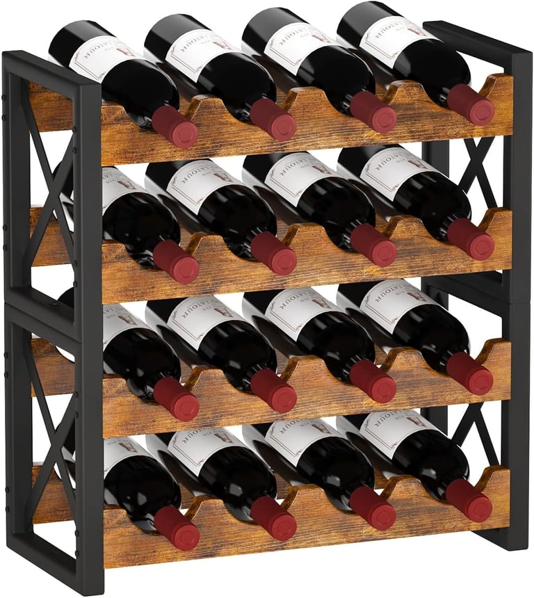 Homeiju 2-in-1 Wine Rack Countertop, Small Wine Rack Organizer Holder,