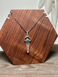 CLEAR QUARTZ X CAVANSITE PENDANTS WITH CHAIN .925 STERLING SILVER