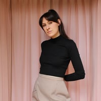 Image 2 of Ready to ship: XL Phuncle Cropped Merino Turtleneck- Liquorice