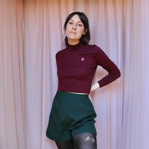 Image of Ready to ship Phuncle Cropped Merino Turtleneck- Mulberry