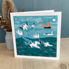 Diving Gannets Greeting Card
