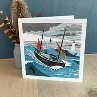 Image 1 of Lugger in a Storm Greeting Card