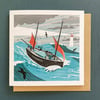 Lugger in a Storm Greeting Card
