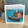 Lugger Leaving Harbour Greeting Card