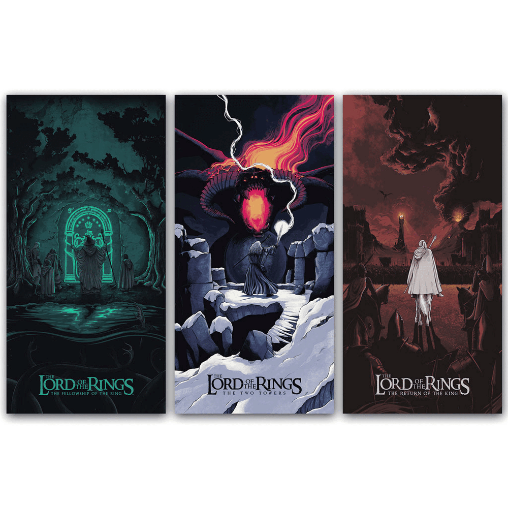 Lord Of The Rings - 18x36" (set of 3) Screenprints - Glow In The Dark