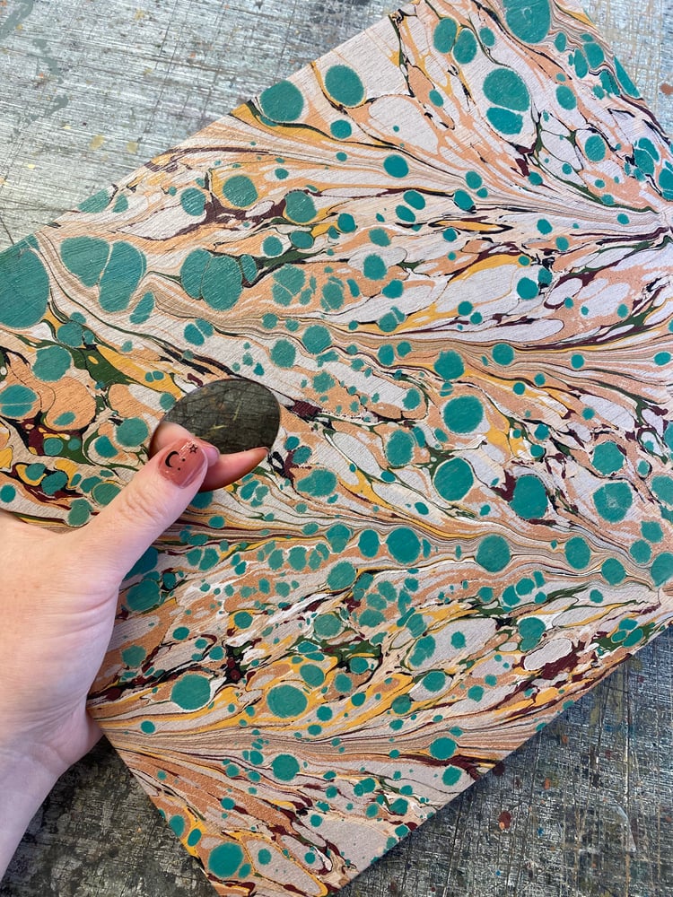 Image of OOAK Hand Marbled Wooden Artist Palette (decoration only) Rectangular No.1 